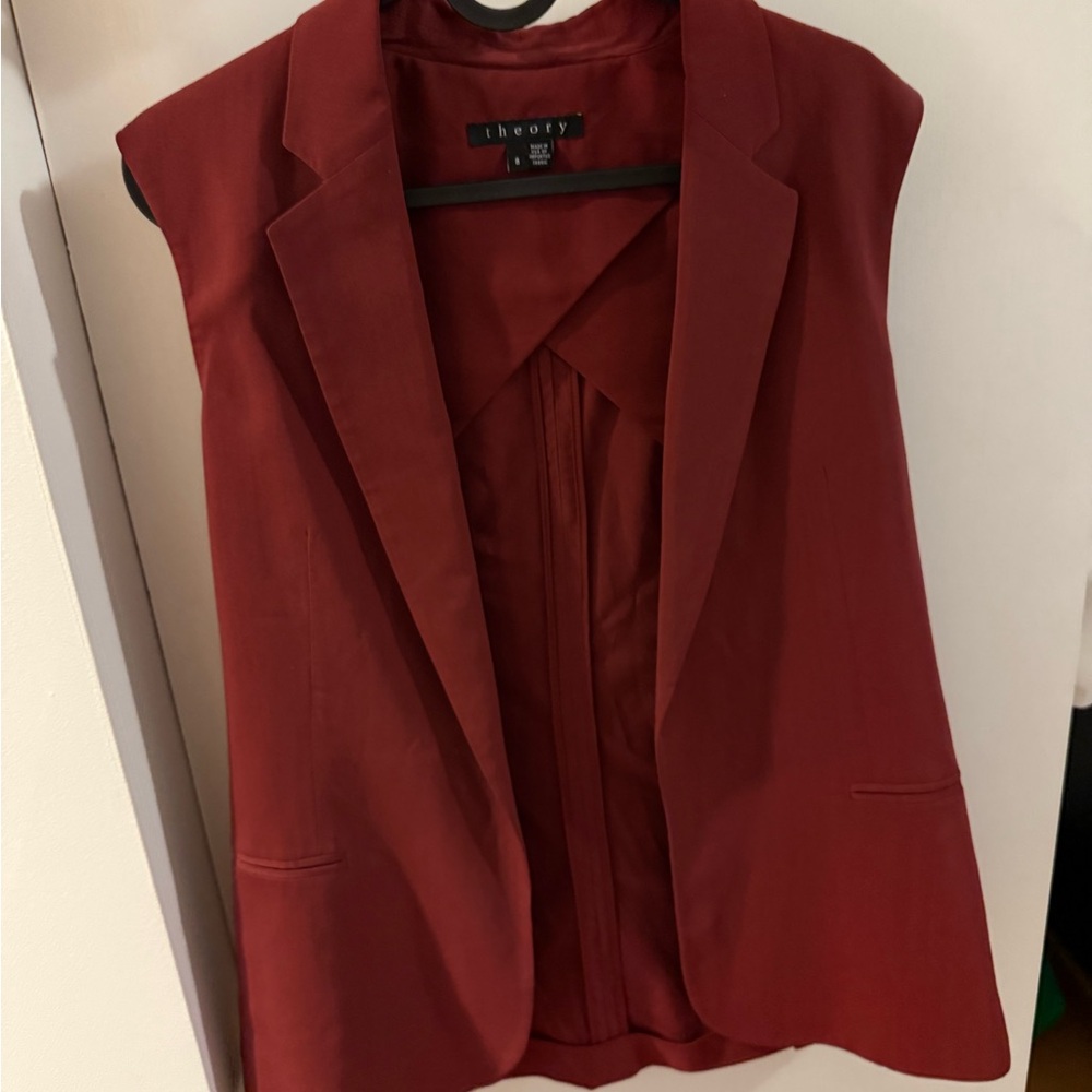Theory Burgundy Sleeveless Blazer Vest